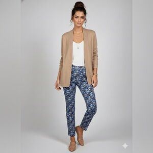 Edinburgh Knitwear Open-Front Collarless Cardigan Quiet Luxury Academia MEDIUM